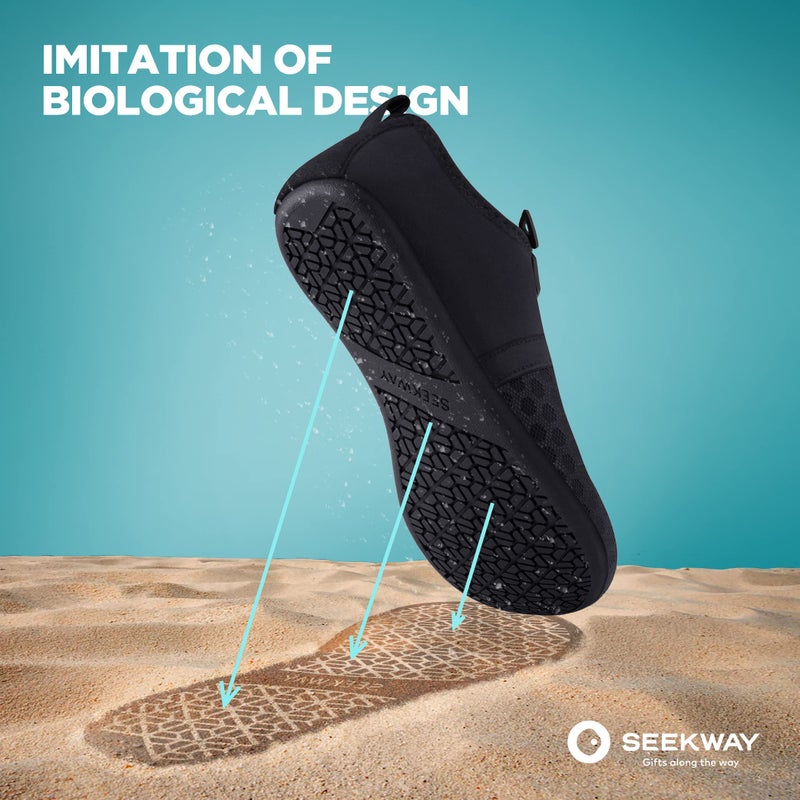 SEEKWAY Water Shoes Quick-Dry Aqua Socks Barefoot Slip-on for Beach Pool Swim River Yoga Lake Surf Women Men Black SK001 (Black 40-41) - Image 2